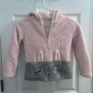 Little Girls My Favorite Plush Jacket Bunny Pink And Gray Size 6